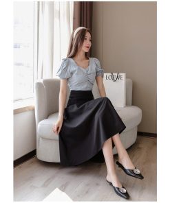 スカート | ミモレフレアAライン無地 エレガント 大きいサイズ 裾広い ハイウエスト 着痩せ 裏地付き 後ろファスナー レディース 通学通勤 体型カバー