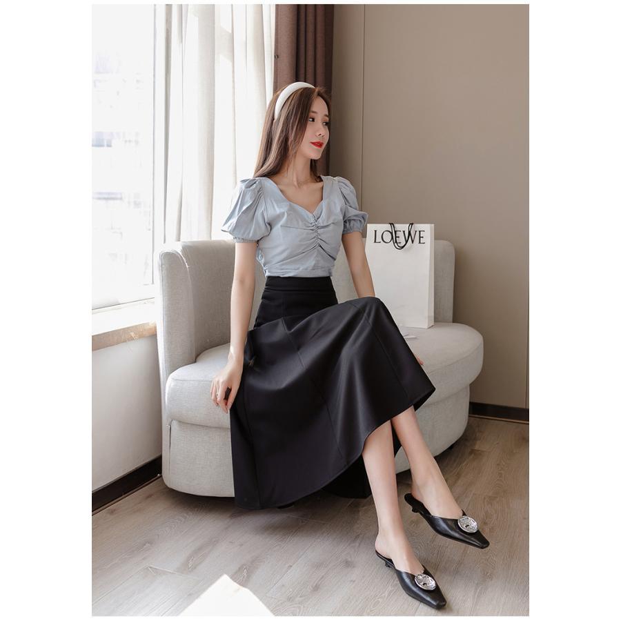 スカート | ミモレフレアAライン無地 エレガント 大きいサイズ 裾広い ハイウエスト 着痩せ 裏地付き 後ろファスナー レディース 通学通勤 体型カバー