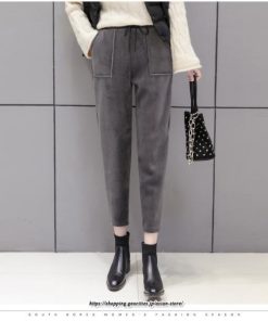 チノ・テーパード・ジョガー・スキニーパン | パンツ ボトムス 九分丈 ズボン 裏起毛 厚手 あったか ハイウエスト ウエストゴム 暖かい 着痩せ 通勤 ゆったり 美脚ライン オシャレ お出かけ 送料無料 OL