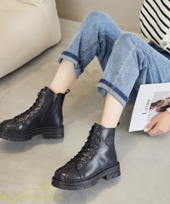 ショートブーツ | レディース ブーティー 太ヒール ブーツ ショートヒール カジュアル レースアップ 厚底 コスプレ靴 編み上げブーツ 歩きやすい 厚底ブーツ