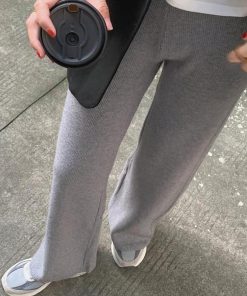 ワイドパンツ | ワイドニットパンツ 韓国風 ロングパンツ