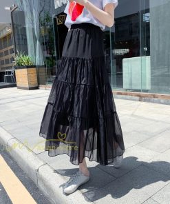 スカート | レディース チュール春夏 コーデ ウエストゴム ロングフレア着痩せ 通勤 カジュアル ドッキング プリーツ通学