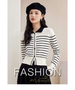 ニット・セーター | カーディガン レディース 春 秋 長袖 トップス  50代 40代 30代 20代 ボーダー柄 おしゃれ キレイめ お出かけ 着痩せ オシャレ 部屋着 ニット あったか