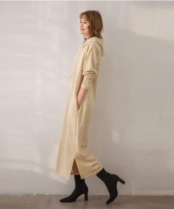 マキシ | パーカーワンピース 春 ライトスウェット ロングワンピース ロングパーカー ミモレ丈 長袖 レディース サイドポケット フード付き 大人 無地 通学通勤 可愛い