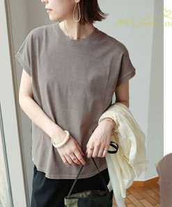 tシャツ・カットソー | Tシャツ Tシャツ レディース トップス ピグメント加工 フレンチスリーブ Tシャツ カットソー スリット 半袖 カジュアル 女性着 無地 普段 トップス シンプル