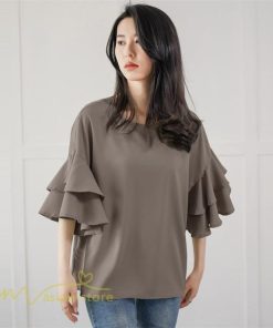 シャツ・ブラウス | ブラウス レディース  6色 きれいめ 40代 春秋 上品 無地 ブラウス 半袖 ゆったり オシャレ 韓国風 通勤 30代 50代 大人 カジュアル お出かけ 着痩せ 夏物