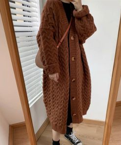 ニット・セーター | ケーブル編みニットカーディガンロング