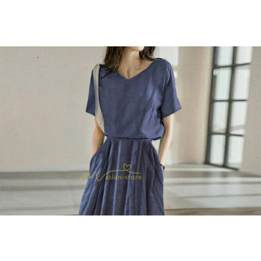 セットアップ | ワイドパンツ レディース きれいめ 2点セット トップス ブラウス ゆったり 体型カバー 上下セット 夏 パンツ カジュアル 綿麻 20代30代40代50代