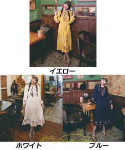 マキシ | ワンピース ロングワンピース エスニックワンピース コットン 花柄 刺繍 リゾートワンピース ワンピ 長袖 大人 夏 きれいめ フェミニン 秋 おしゃれ ゆったり