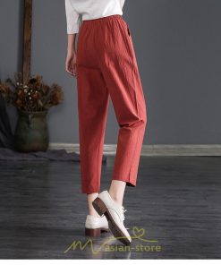 チノ・テーパード・ジョガー・スキニーパン | テーパードパンツ ウエストゴム レディース 大きいサイズ 春夏秋 30代 40代 楽ちん ボトムス 20代 50代 リネン風 パンツ 麻綿風 九分丈 チノパンツ ズボン