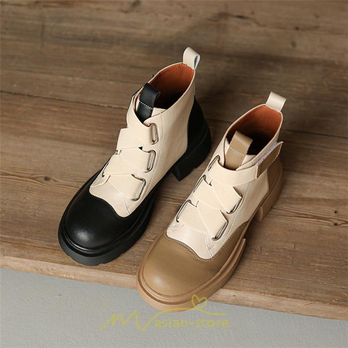 ショートブーツ | レディース 歩きやすい ワークブーツ 楽チン 痛くない ラウンドトゥ 美脚 厚底 カジュアル 通勤 通学 旅行 50代 30代 お出かけ 40代 20代