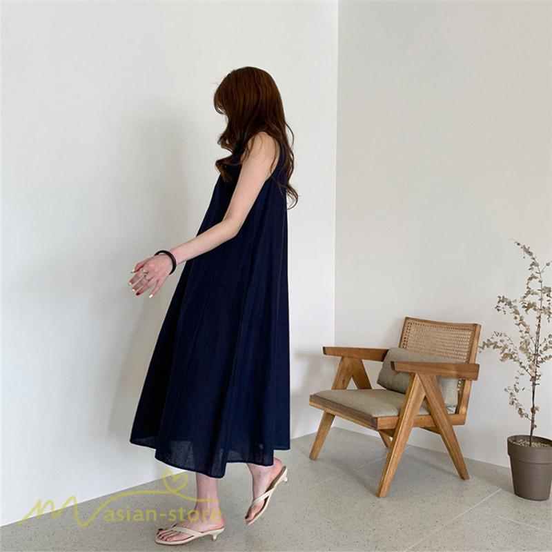 マキシ | ワンピース ノースリーブ 夏服 麻混 リネン混 春夏 カジュアル Aラインワンピース 綿麻 レディース フリーサイズ 夏 ロング丈 ギャザー きれいめ 無地