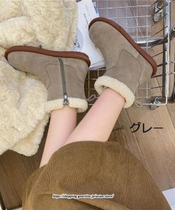 ブーツ | ムートンレディース ショートムートン 靴 防寒 冬物 フラットヒール 痛くない 防滑 ふわふわ もこもこ 履きやすい 歩きやすい 暖かい