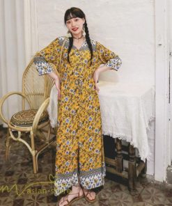 マキシ | マキシワンピース 春 夏 秋 レディース ワンピース 旅行 7分袖 カジュアル ロングワンピース 40代 花柄 旅行着 ゆったり 20代30代 Aラインワンピース お出かけ