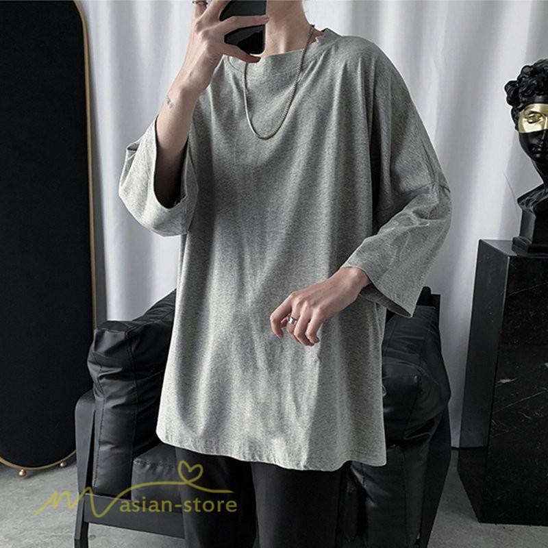 Tシャツ | メンズ 無地 大きいサイズ カットソー 上品 7分袖 サマートップス ゆったり 日常感 メンズスタイル シンプル 体型カバー カッコウイイ