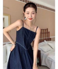 マキシ | デニムワンピース キャミソールワンピース ロングワンピース キャミワンピース レディース ワンピ 後ろゴム・キャザーデザイン 30代40代50代 可愛い 大人