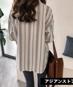 シャツ・ブラウス | 七分袖ブラウス レディースシャツ ストライプ プルオーバー 可愛い スリム ピンク 夏服 女の子 ストリート カジュアル 通勤 ブラウス かわいい 通学