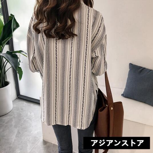 シャツ・ブラウス | 七分袖ブラウス レディースシャツ ストライプ プルオーバー 可愛い スリム ピンク 夏服 女の子 ストリート カジュアル 通勤 ブラウス かわいい 通学