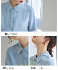 シャツ・ブラウス | ブラウス レディース 長袖 50代 白 シャツ ゆったり トップス きれいめ フォーマル 上品 フェミニン 青 高品質 40代 OL 通勤 フォーマル 20代 30代