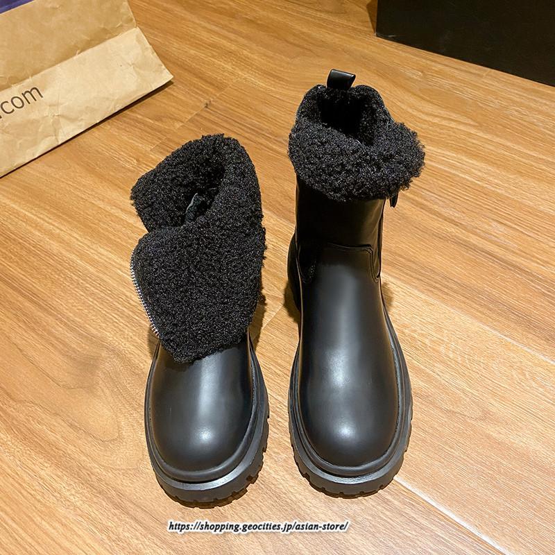 ブーツ | ムートンレディース 靴 裏ボア 裏起毛 シューズ サイドジップ 秋冬 暖か 防寒 疲れない 20代30代40代50だい 歩きやすい ファスナー 痛くない