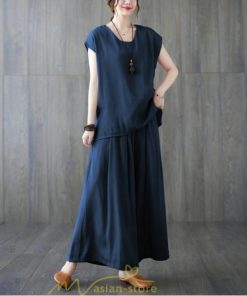 セットアップ | レディース 夏服 Tシャツ ワイドパンツ ガウチョパンツ カジュアル 無地 冷感 涼感 ブラウス トップス 30代40代 2点セット ゴム パンツ 半袖