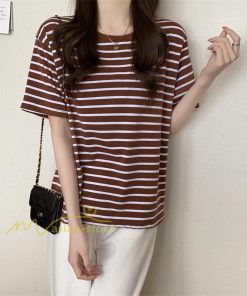 tシャツ・カットソー | Tシャツ レディース 春夏 トップス カットソー 半袖 シャツ ストライプ柄 20代30代40代50代 カジュアル お出かけ 上品 韓国ファッション 着回し 着痩せ 快適