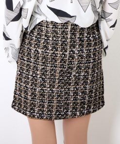 ひざ丈スカート | タイトスカート ハイウエスト チェック柄 レディース 台形スカート スカート ミニスカート ツイード