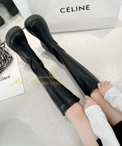 ロングブーツ | レディース ブーツ 秋冬 シューズ 靴 太ヒール チャンキーヒール 合皮ブーツ PUブーツ ロング靴 コスプレ くつ 後ろファスナー COS 大人