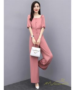 セットアップ | スーツ レディース 半袖 ブラウス パンツ 2点セット 上下 ロングパンツ ワイドパンツ ボトムス 大きいサイズ カジュアル レディース ゆったり