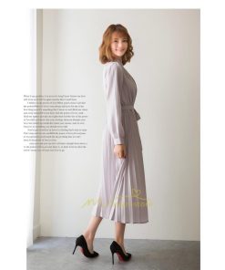 マキシ | プリーツワンピース ワンピース レディース ロングワンピース ミモレ丈 秋物 長袖 長袖ワンピース お呼ばれワンピース 大人 揺れる 二次会 シャツワンピース