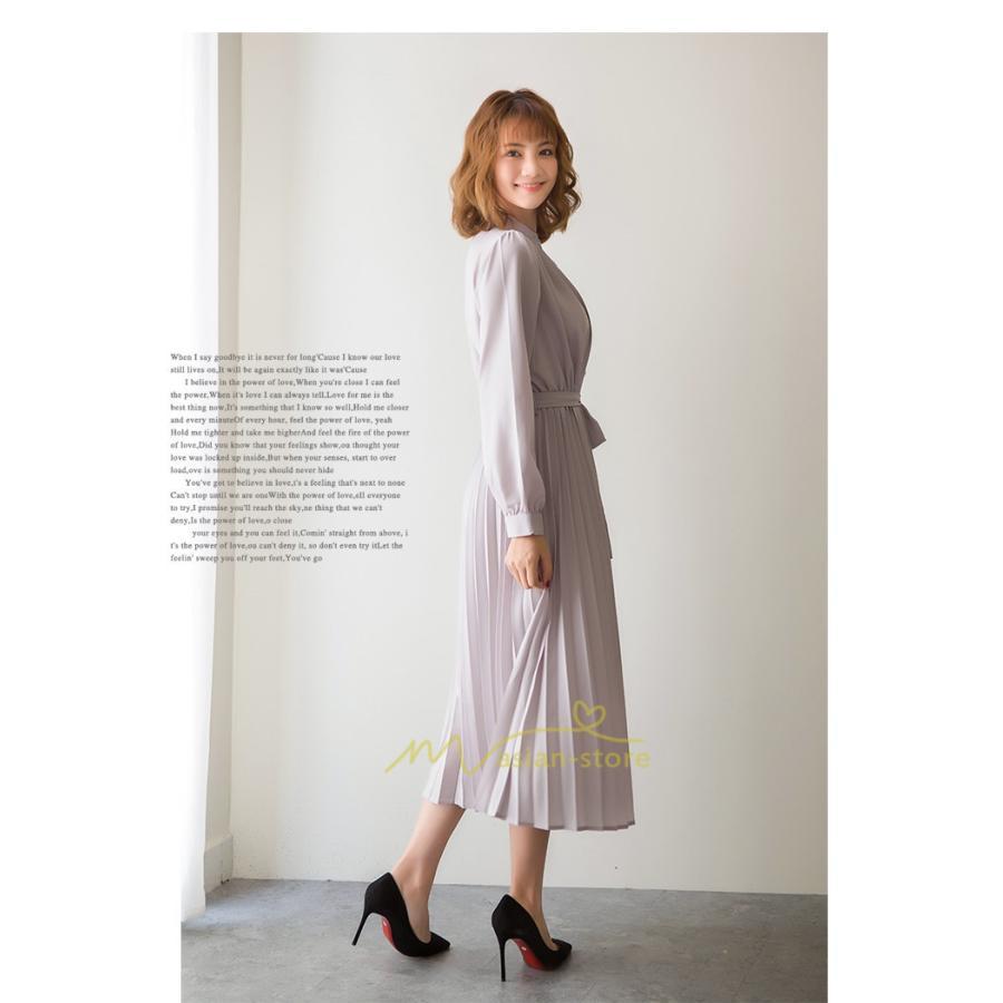 マキシ | プリーツワンピース ワンピース レディース ロングワンピース ミモレ丈 秋物 長袖 長袖ワンピース お呼ばれワンピース 大人 揺れる 二次会 シャツワンピース