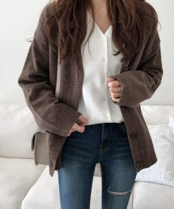 カーディガン | ニットレディース ショートニット 羽織り 秋冬 アウター Vネック 新作