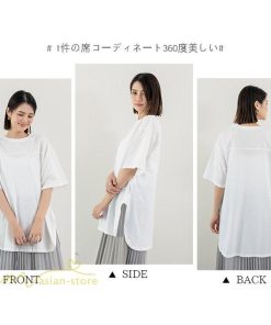 tシャツ・カットソー | カットソー Tシャツ レディース 着痩せ 無地 半袖 クルーネック おしゃれ フリーサイズ 6色展開 裾口スリット 夏新作 柔らか 体型カバー おしゃれ カジュアル