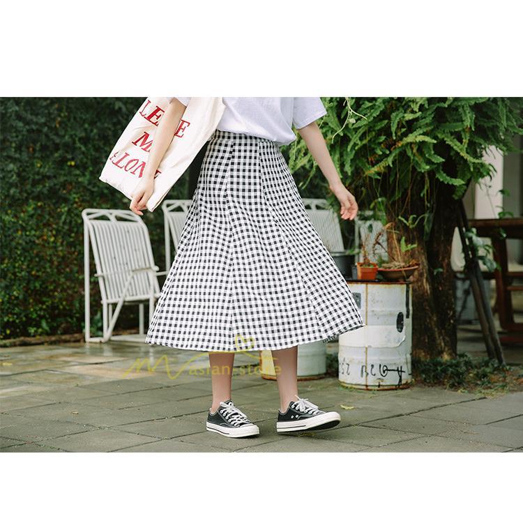 スカート | チェック柄 ロング丈 フレア ボトムス レディース フェミニン デイリー 上品 20代30代40代50代 カジュアル 着痩せ お出かけ 体系カバー 通勤通学 夏物