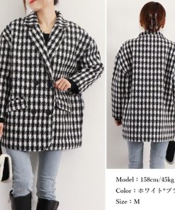 ジャケット・ブルゾン | 千鳥格子柄 ジャケット 中綿コート 秋冬