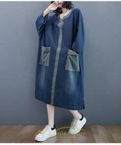 デニムワンピース | ワンピース 長袖 シャツワンピース デニムシャツ 無地 Aラインワンピ スリム 可愛い スリット ロングワンピ ワンピ ポケット 20代30代40代