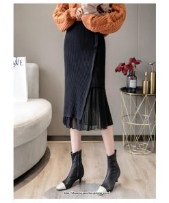 スカート | レディース 春 おしゃれ タイトフリルレイヤード ミモレ丈 ロング丈 ニット きれいめ オフィス カジュアル 秋冬