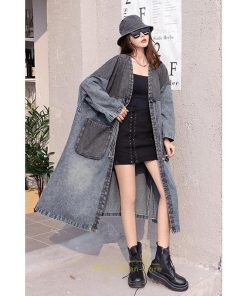 オーバーオール サロペット | デニム コート レディース ロングコート アウター 春夏 20代 30代 40代 フード付き カジュアル スプリングコート 通勤 大きいサイズ 大きいサイズ