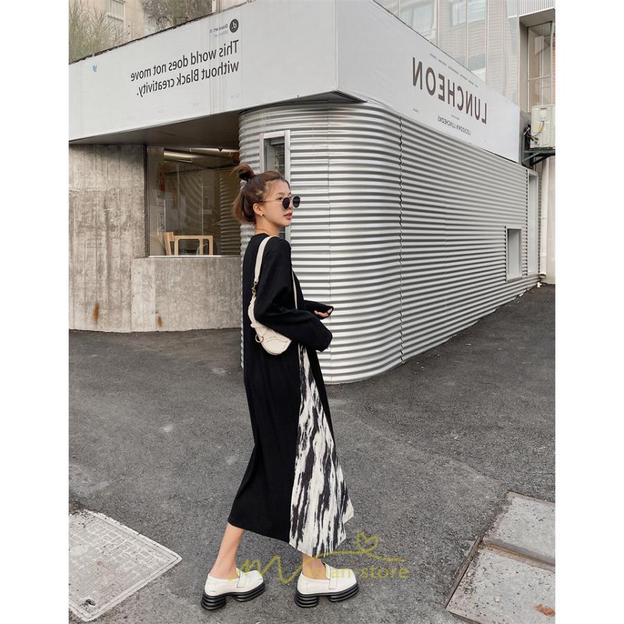 マキシ | ドッキングワンピース 秋 レディース 長袖ワンピース ロングワンピース 切り替えワンピース フェイク レイヤード風 お呼ばれワンピース ゆったり 大きいサイズ