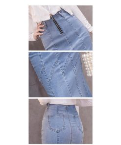 スカート | デニムマーメイド ロング上品 スタイリッシュ ボトムス オシャレ 細身 タイトハイウエスト 夏コーデ 春秋コーデ ハイストレッチ