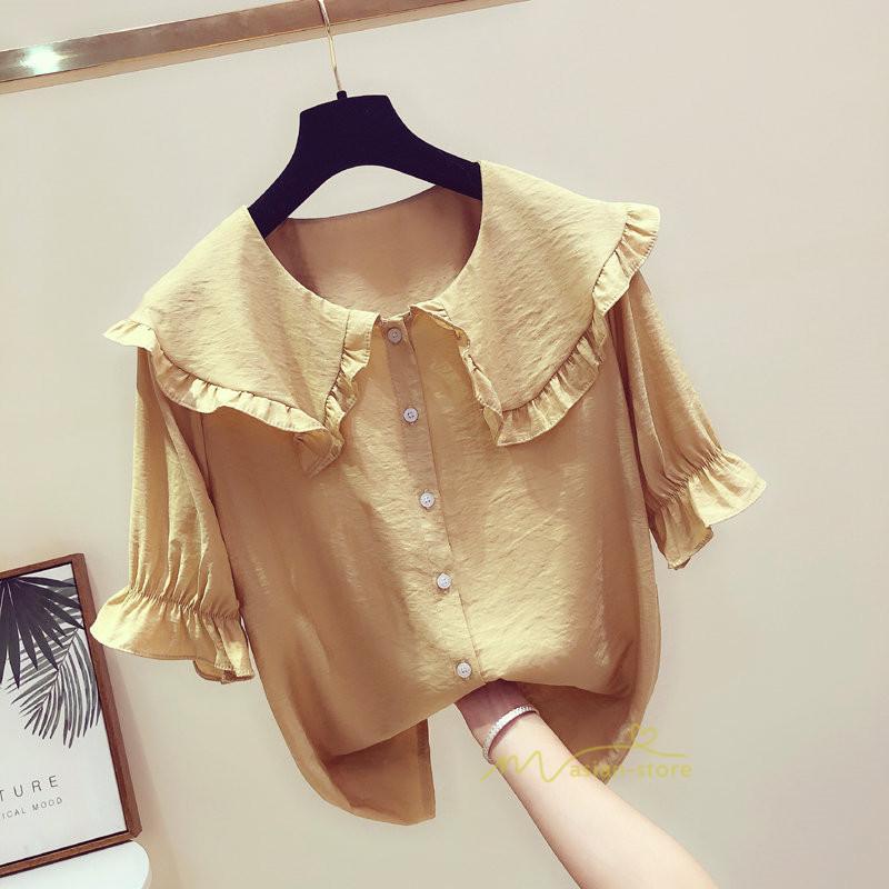 シャツ・ブラウス | ブラウス シャツ レディース スクエアネック 半袖 可愛い ブラウス 着痩せ 半袖トップス ベルスリーブ きれいめ 通勤 デイリーコーデ 韓国ファッション