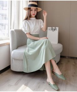 スカート | ミモレフレアAライン無地 エレガント 大きいサイズ 裾広い ハイウエスト 着痩せ 裏地付き 後ろファスナー レディース 通学通勤 体型カバー