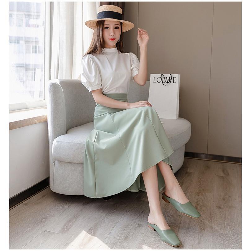 スカート | ミモレフレアAライン無地 エレガント 大きいサイズ 裾広い ハイウエスト 着痩せ 裏地付き 後ろファスナー レディース 通学通勤 体型カバー