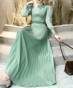 ドレス | プリーツ ワンピース ウエストマーク上品