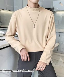 Tシャツ | メンズ トップス 秋冬 保温 無地 モックネック メンズスタイル 20代 30代 通勤 通学 着回し ビジネス 40代 長袖カットソー 冬 50代 コーデ 秋