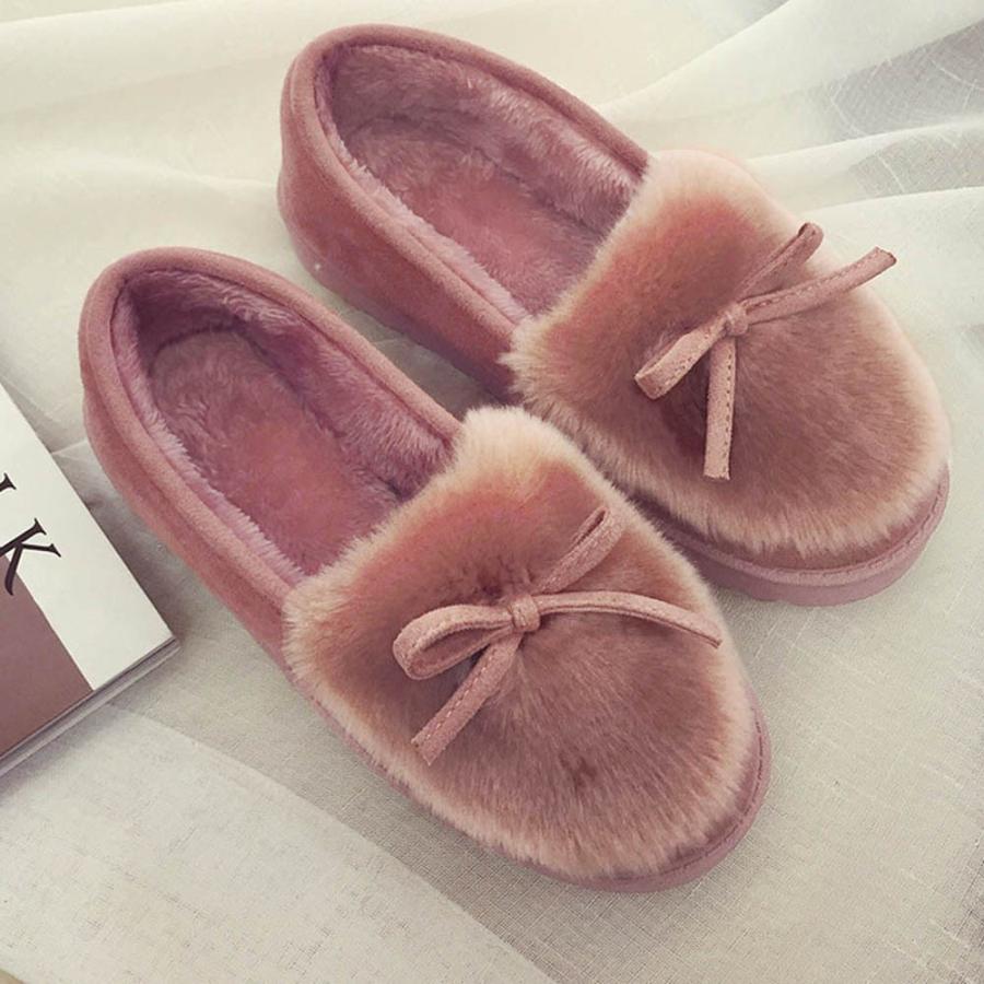 パンプス | 秋冬 レディース 痛くない パンプス ムートン ボア ぺたんこ