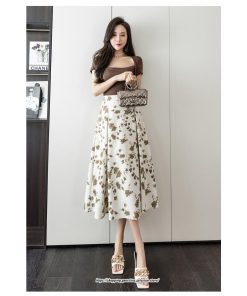 スカート | レディース ロングハイウエスト Aライン 花柄 秋 冬 ボトムス カジュアル 大人 可愛い お出かけ デイリー フェミニン おしゃれ きれいめ