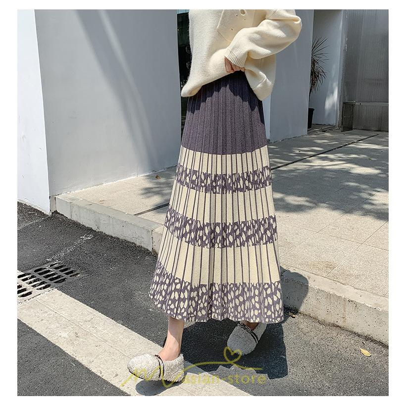 スカート | ロングウエストゴム プリーツ ロング丈 黒 グレー カーキ コーヒー レディース きれいめ 秋カジュアル 冬ニット 秋冬 オフィス