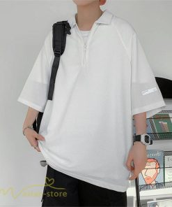Tシャツ | ポロシャツ メンズ シャツ トップス 半袖 無地 シンプル カジュアル 夏新作 大きいサイズ 黒 白 ゆったり サマーシャツ ファスナー 大きいサイズ 体型カバー