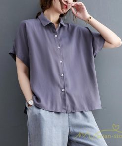 シャツ・ブラウス | シャツ レディース 半袖 トップス ゆったり 羽織り 前開き ブラウス 20代30代40代 無地